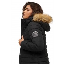 SUPERDRY D5 OVIN FUJI HOODED MID LENGTH PUFFER ΜΠΟΥΦΑΝ ΓΥΝΑΙΚΕΙΟ BLACK