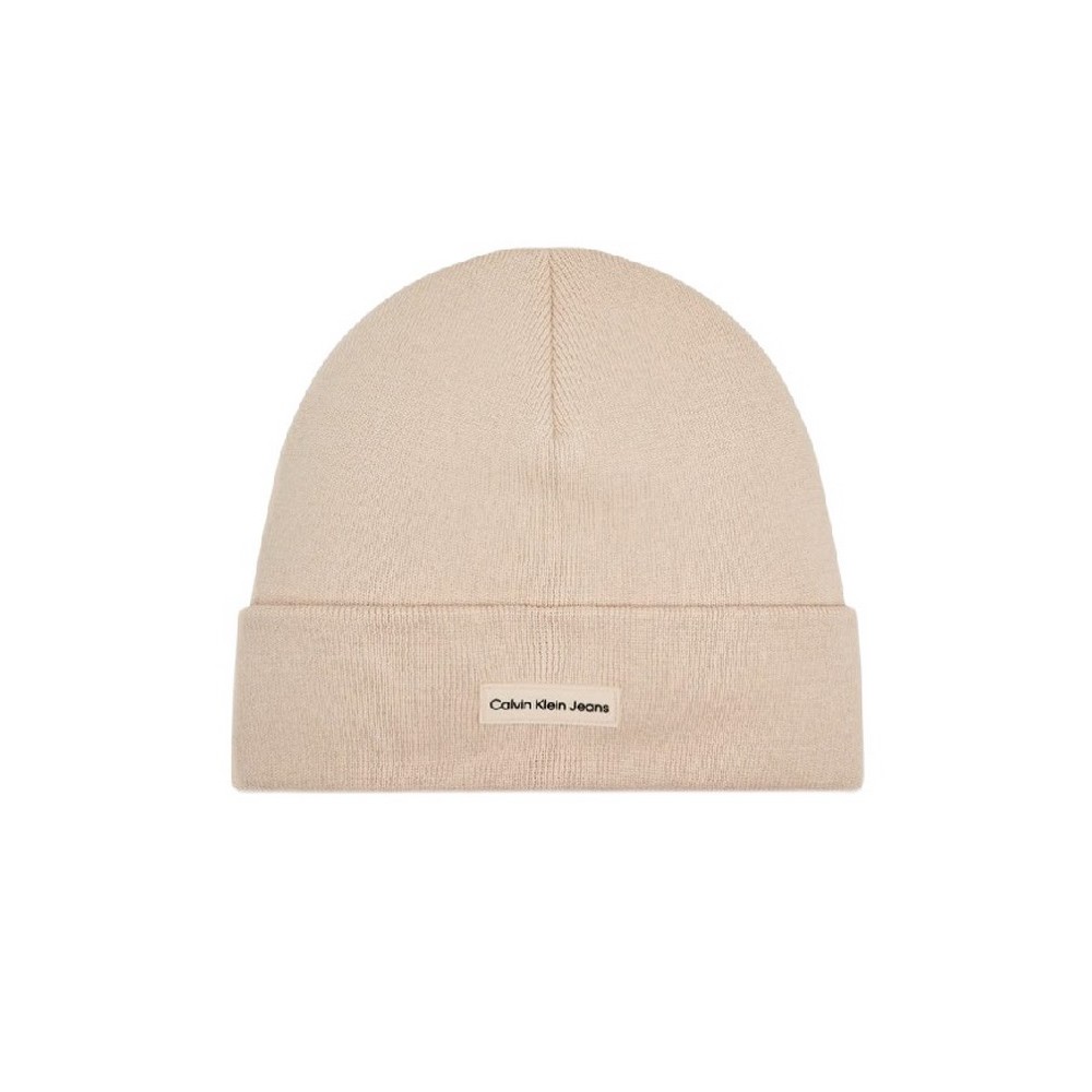 CALVIN KLEIN JEANS INST PATCH BEANIE ΣΚΟΥΦΟΣ ΓΥΝΑΙΚΕΙΟΣ ECRU