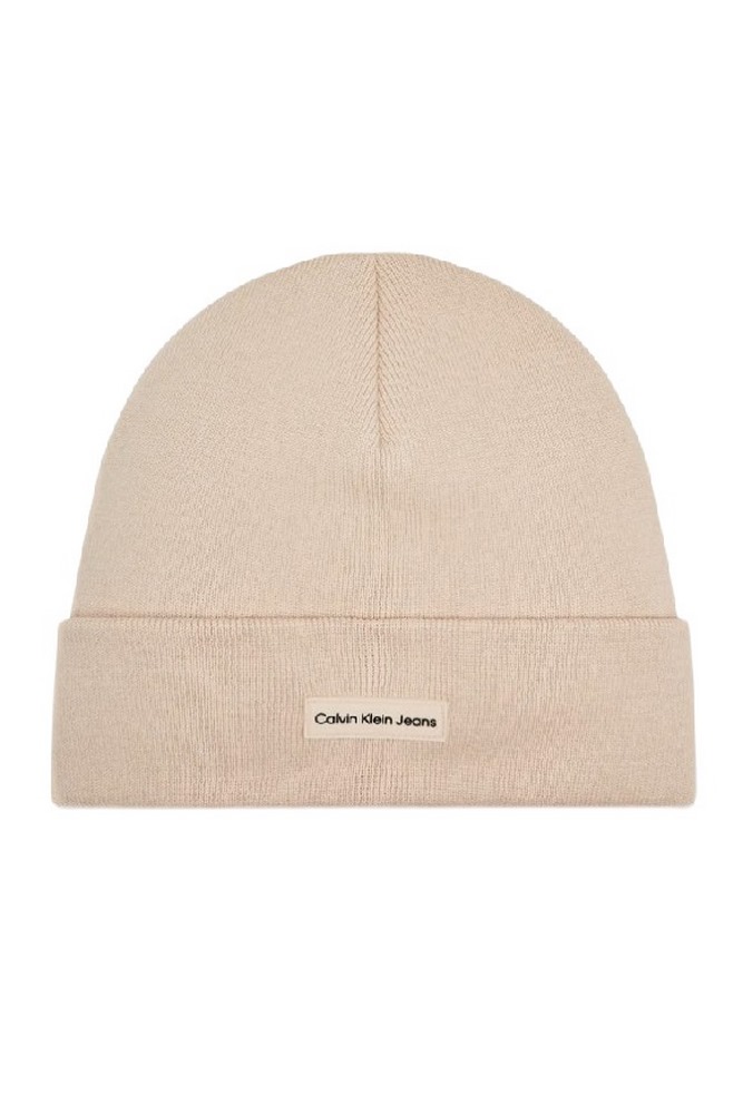 CALVIN KLEIN JEANS INST PATCH BEANIE ΣΚΟΥΦΟΣ ΓΥΝΑΙΚΕΙΟΣ ECRU