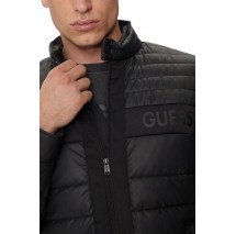 GUESS LOGO STRETCH PADDED PU JACKET ΜΠΟΥΦΑΝ ΑΝΔΡΙΚΟ BLACK