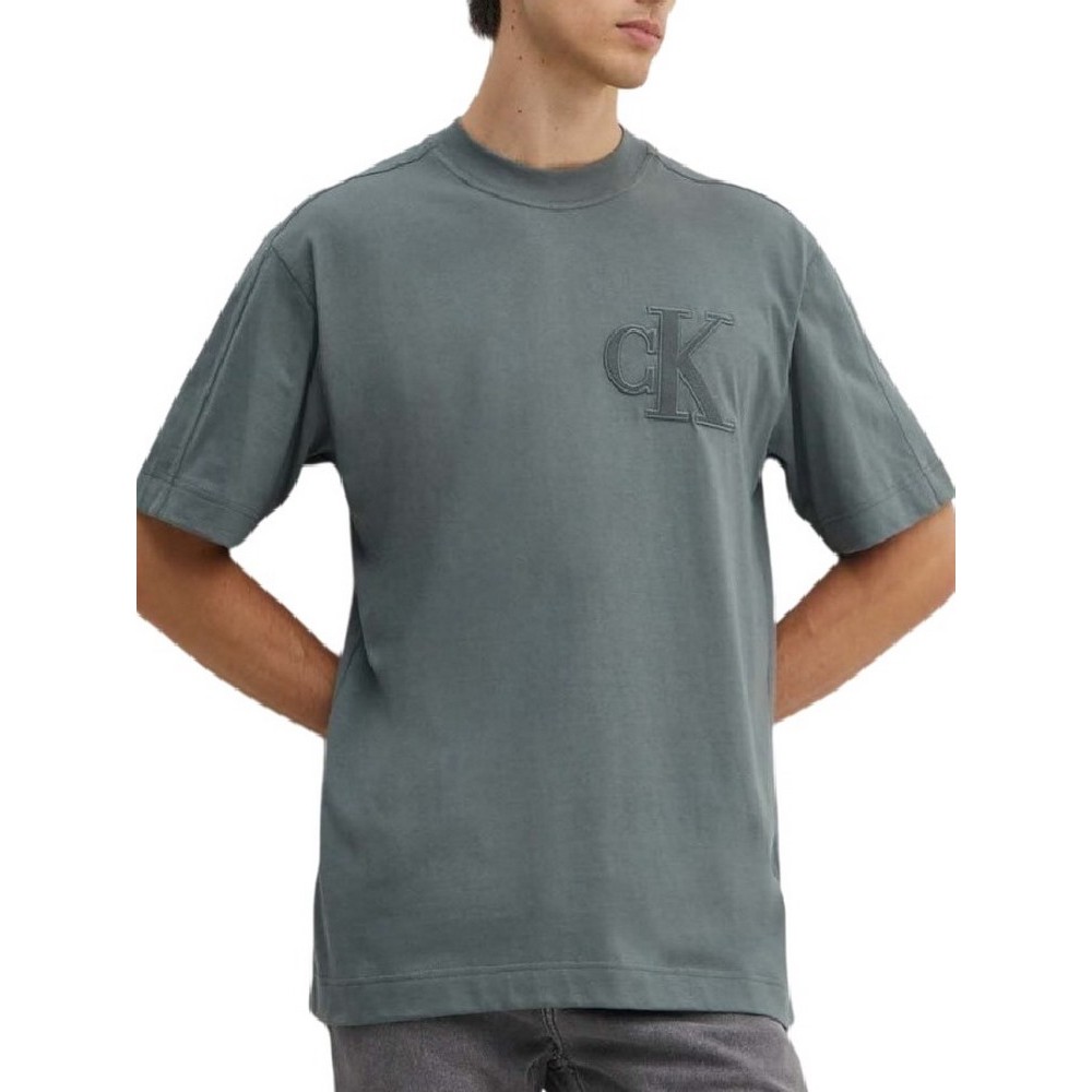 CALVIN KLEIN JEANS CK APPLIQUE TEE T-SHIRT ΜΠΛΟΥΖΑ ΑΝΔΡΙΚΗ ENDLESS GREY