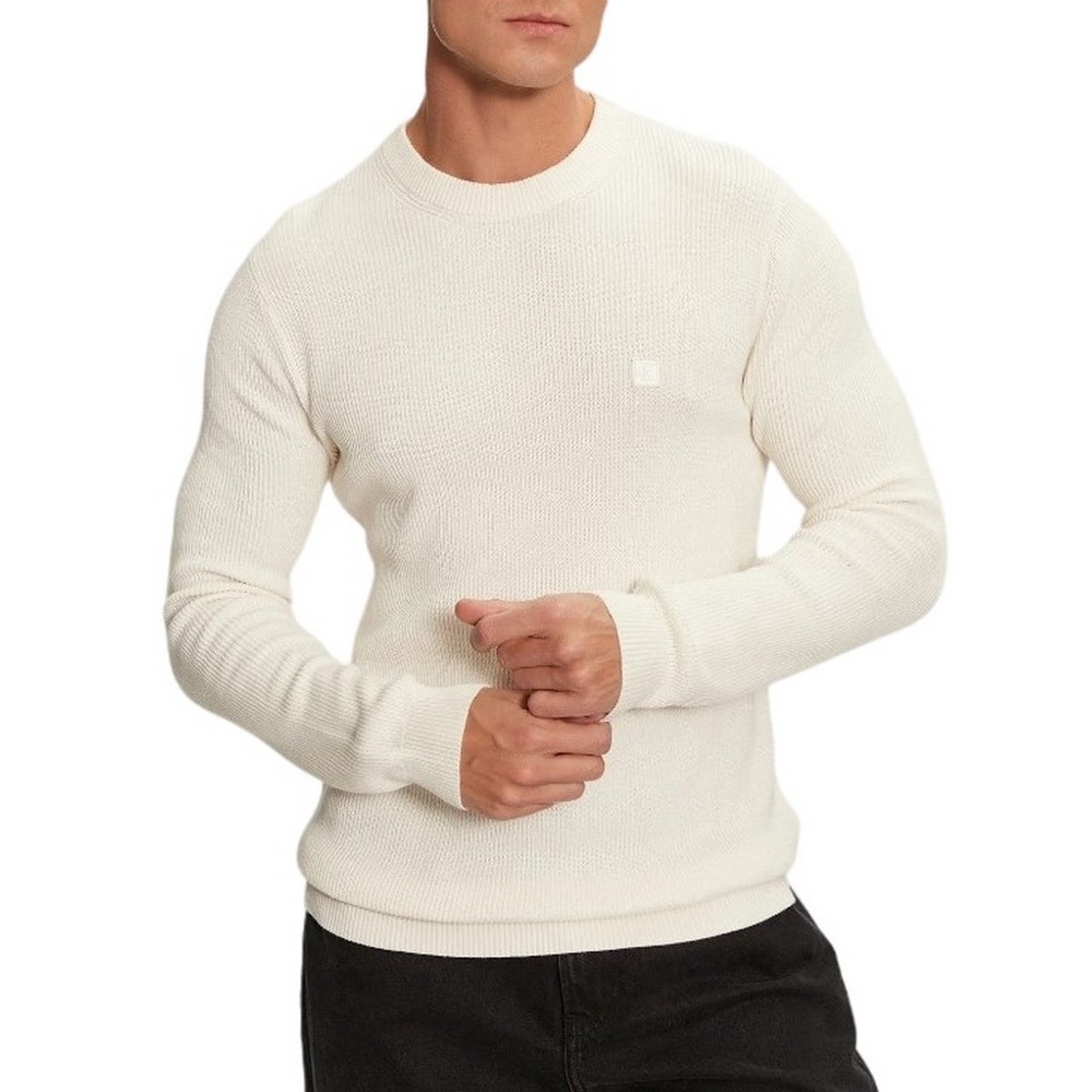 CALVIN KLEIN JEANS EMBRO BADGE SWEATER ΜΠΛΟΥΖΑ ΠΛΕΚΤΗ ΑΝΔΡΙΚΗ IVORY