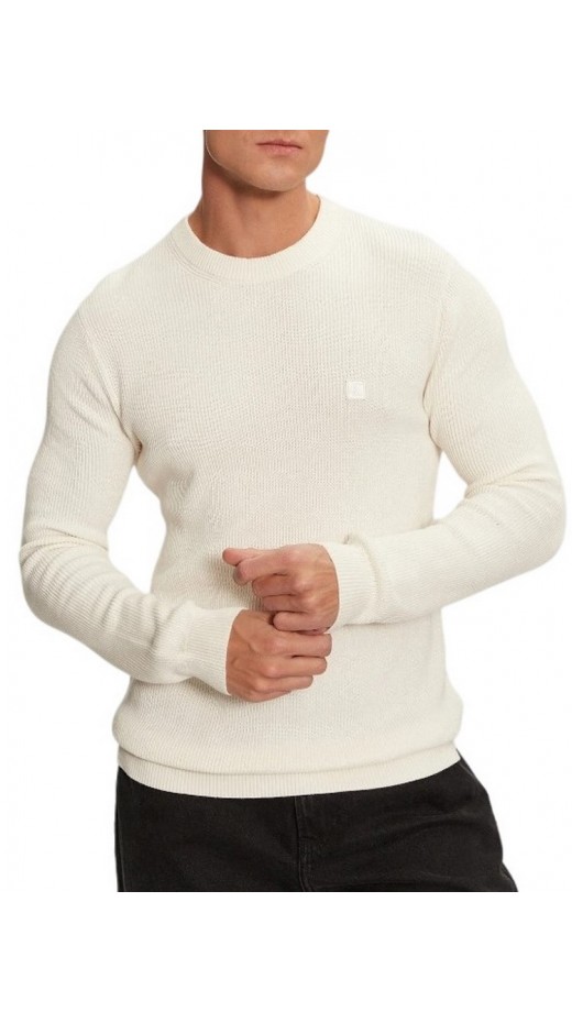 CALVIN KLEIN JEANS EMBRO BADGE SWEATER ΜΠΛΟΥΖΑ ΠΛΕΚΤΗ ΑΝΔΡΙΚΗ IVORY