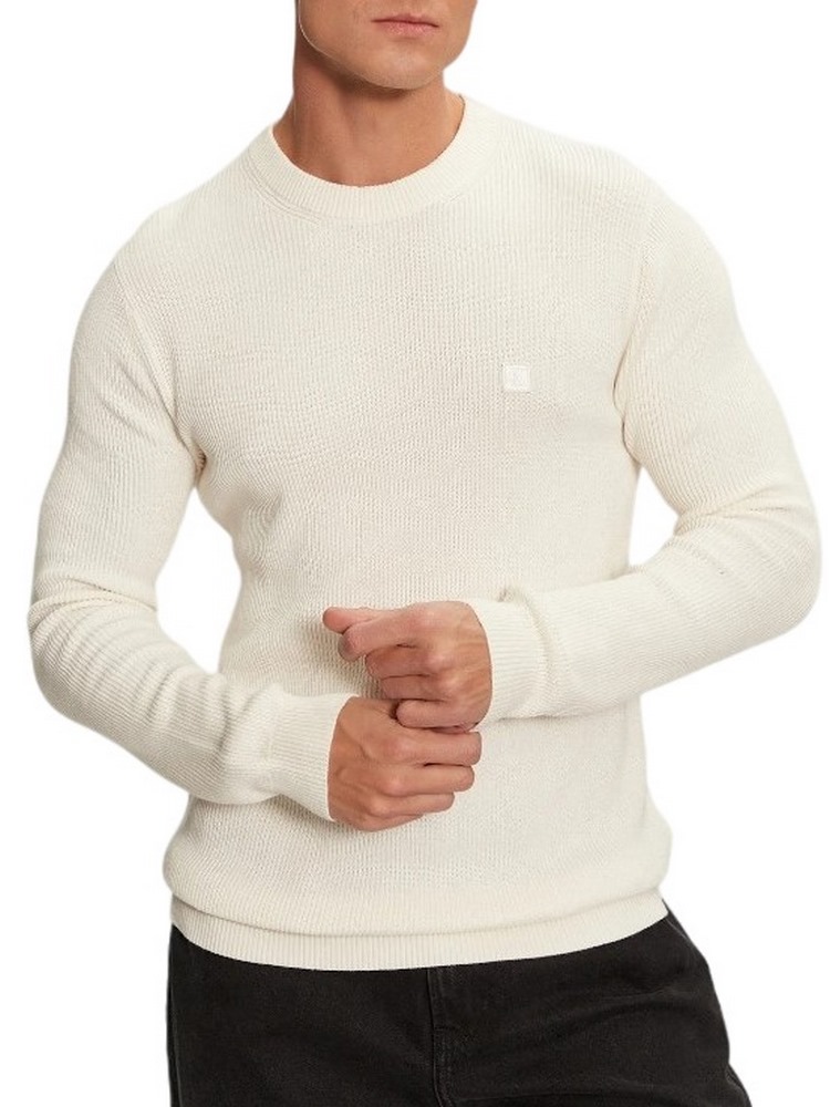 CALVIN KLEIN JEANS EMBRO BADGE SWEATER ΜΠΛΟΥΖΑ ΠΛΕΚΤΗ ΑΝΔΡΙΚΗ IVORY