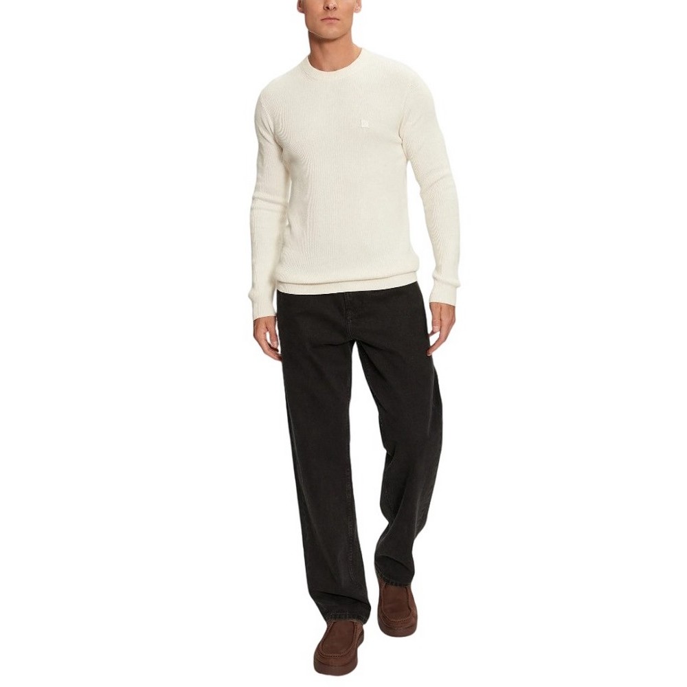 CALVIN KLEIN JEANS EMBRO BADGE SWEATER ΜΠΛΟΥΖΑ ΠΛΕΚΤΗ ΑΝΔΡΙΚΗ IVORY