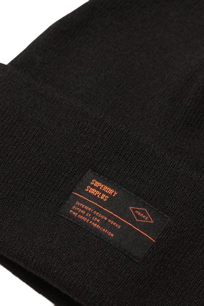 SUPERDRY D3 SDNA SURPLUS KNITTED BEANIE ΣΚΟΥΦΟΣ ΓΥΝΑΙΚΕΙΟΣ BLACK