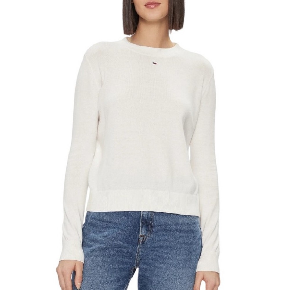 TOMMY JEANS  ESSENTIAL CREW NECK SWEATER WHITE