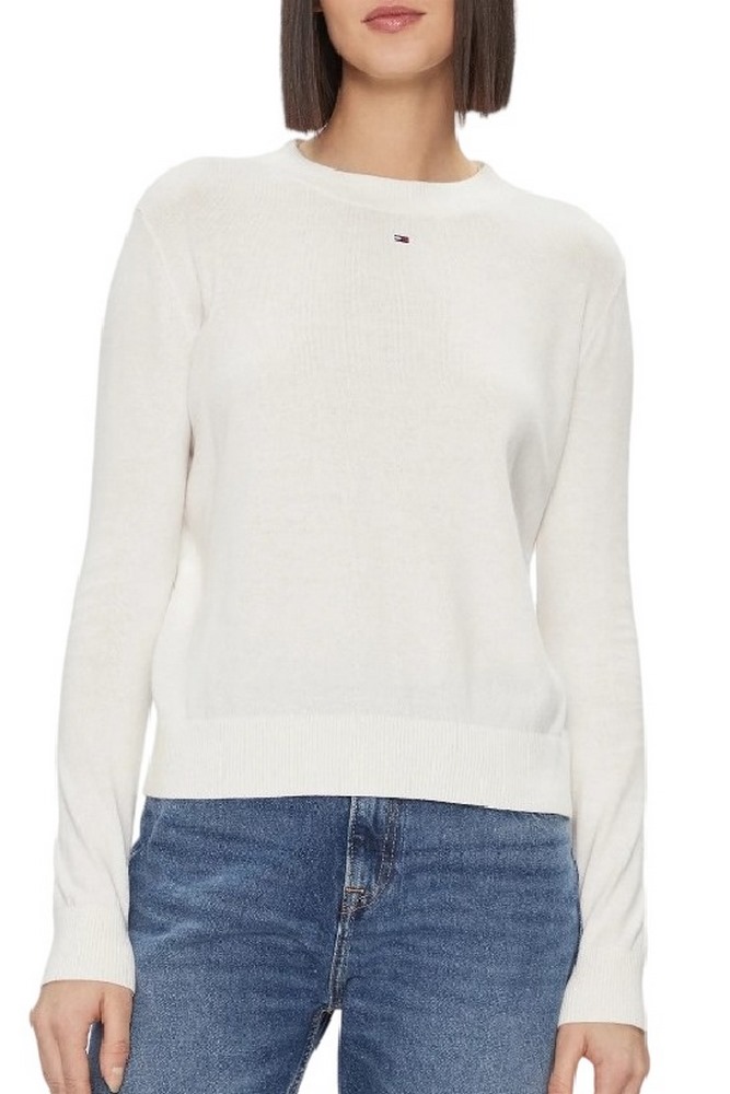 TOMMY JEANS  ESSENTIAL CREW NECK SWEATER WHITE