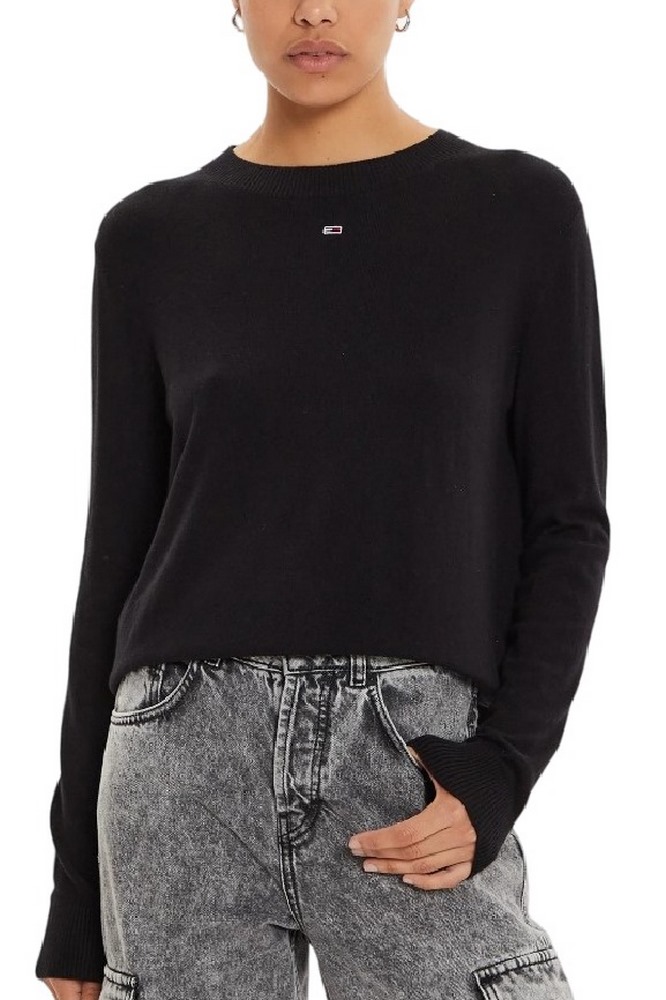 TOMMY JEANS  ESSENTIAL CREW NECK SWEATER BLACK