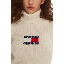 TOMMY JEANS MELANGE TRTLNCK FLAG SWEATER ΜΠΛΟΥΖΑ ΠΛΕΚΤΗ ΓΥΝΑΙΚΕΙΑ BEIGE