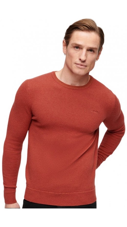 SUPERDRY ESSENTIAL CREW JUMPER ΜΠΛΟΥΖΑ ΠΛΕΚΤΗ ΑΝΔΡΙΚΗ ORANGE