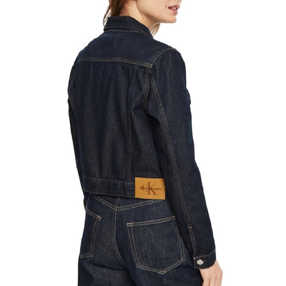 CALVIN KLEIN JEANS CROPPED 90S DENIM JACKET ΜΠΟΥΦΑΝ ΓΥΝΑΙΚΕΙΟ DENIM DARK