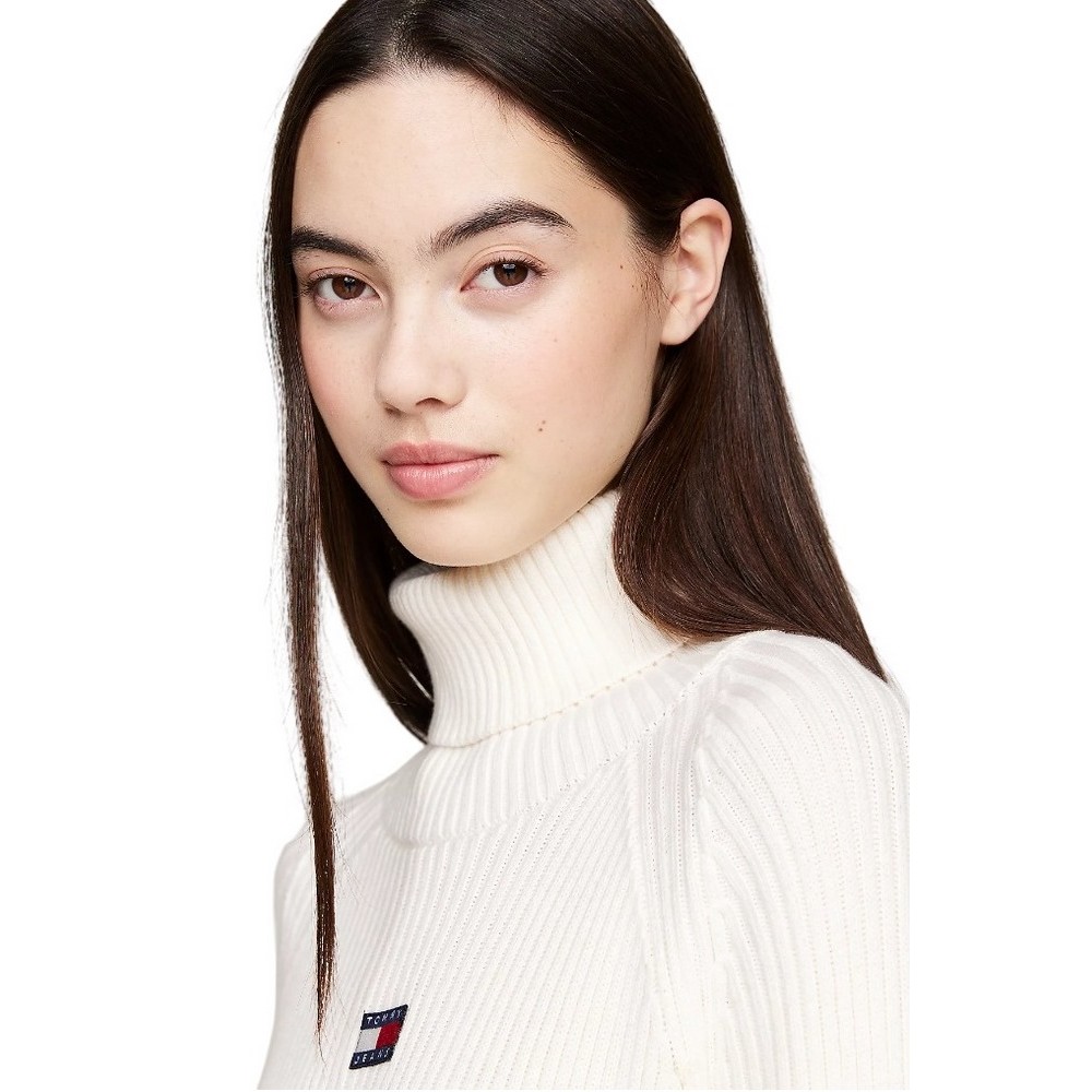 TOMMY JEANS MOCKNECK BADGE SWEATER DRESS ΦΟΡΕΜΑ ΓΥΝΑΙΚΕΙΟ OFF WHITE