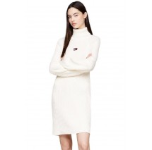 TOMMY JEANS MOCKNECK BADGE SWEATER DRESS ΦΟΡΕΜΑ ΓΥΝΑΙΚΕΙΟ OFF WHITE