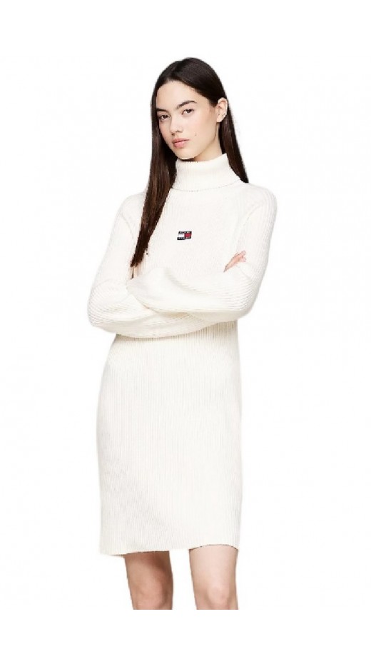 TOMMY JEANS MOCKNECK BADGE SWEATER DRESS ΦΟΡΕΜΑ ΓΥΝΑΙΚΕΙΟ OFF WHITE