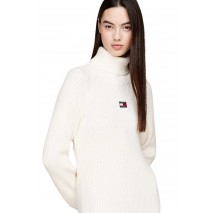 TOMMY JEANS MOCKNECK BADGE SWEATER DRESS ΦΟΡΕΜΑ ΓΥΝΑΙΚΕΙΟ OFF WHITE