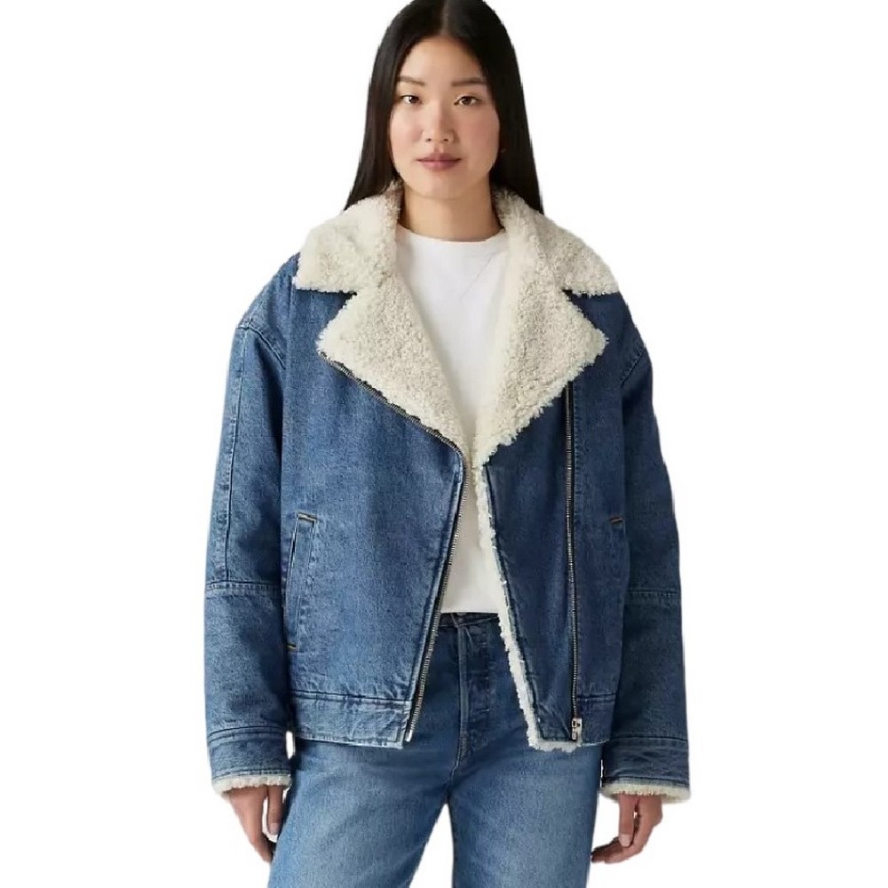 LEVIS SHERPA FLIGHT JACKET ΜΠΟΥΦΑΝ ΓΥΝΑΙΚΕΙΟ BLUΕ DENIM