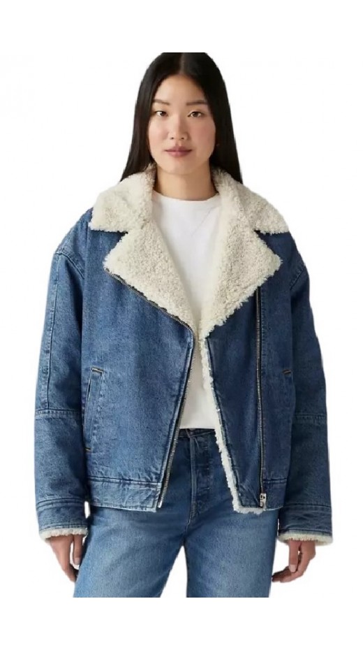 LEVIS SHERPA FLIGHT JACKET ΜΠΟΥΦΑΝ ΓΥΝΑΙΚΕΙΟ BLUΕ DENIM