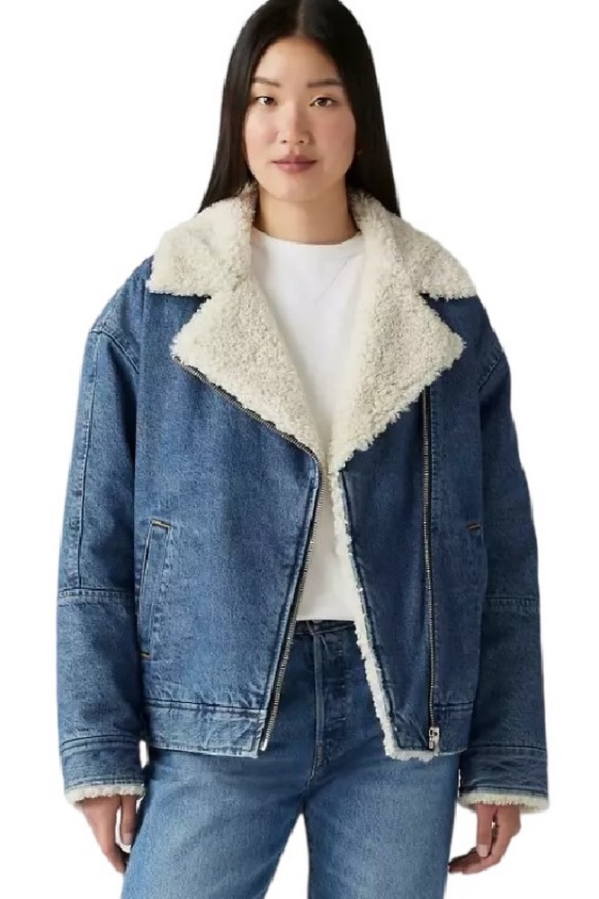 LEVIS SHERPA FLIGHT JACKET ΜΠΟΥΦΑΝ ΓΥΝΑΙΚΕΙΟ BLUΕ DENIM