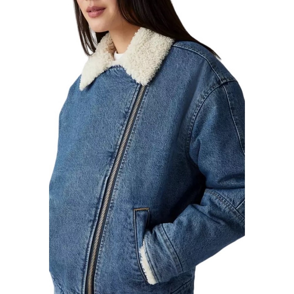 LEVIS SHERPA FLIGHT JACKET ΜΠΟΥΦΑΝ ΓΥΝΑΙΚΕΙΟ BLUΕ DENIM