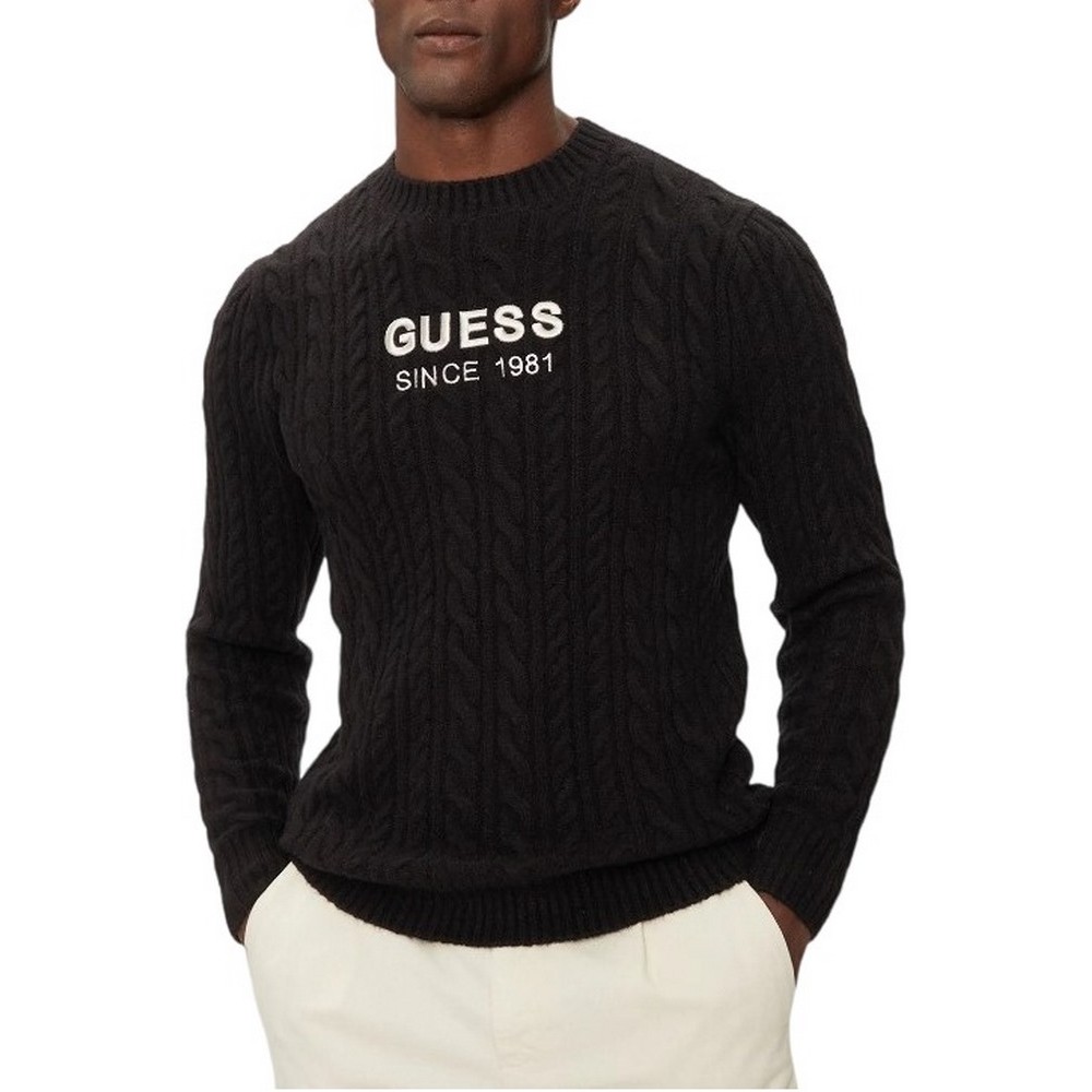 GUESS ELWYN CN CABLE SWTR ΜΠΛΟΥΖΑ ΑΝΔΡΙΚΗ BLACK