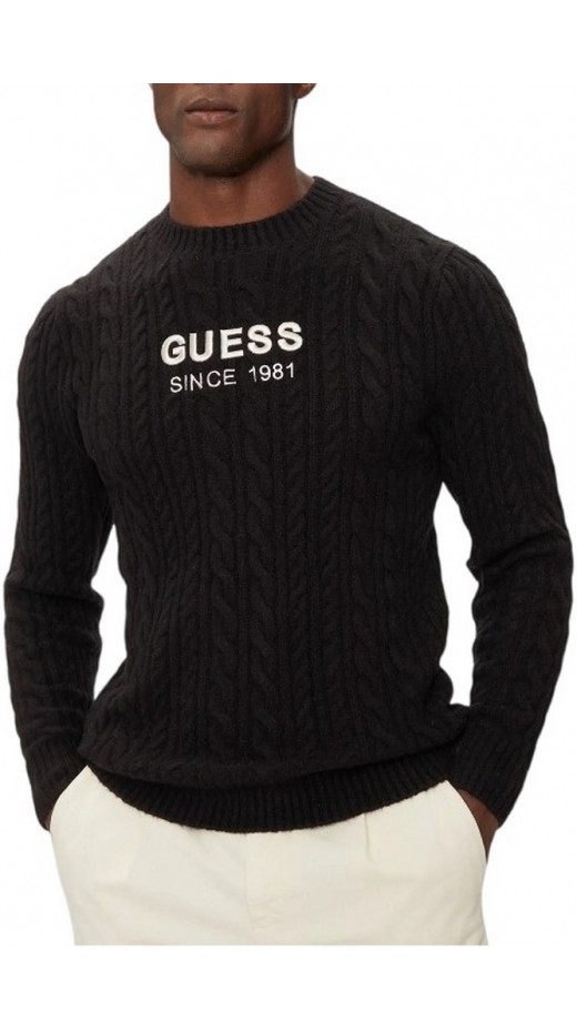 GUESS ELWYN CN CABLE SWTR ΜΠΛΟΥΖΑ ΑΝΔΡΙΚΗ BLACK