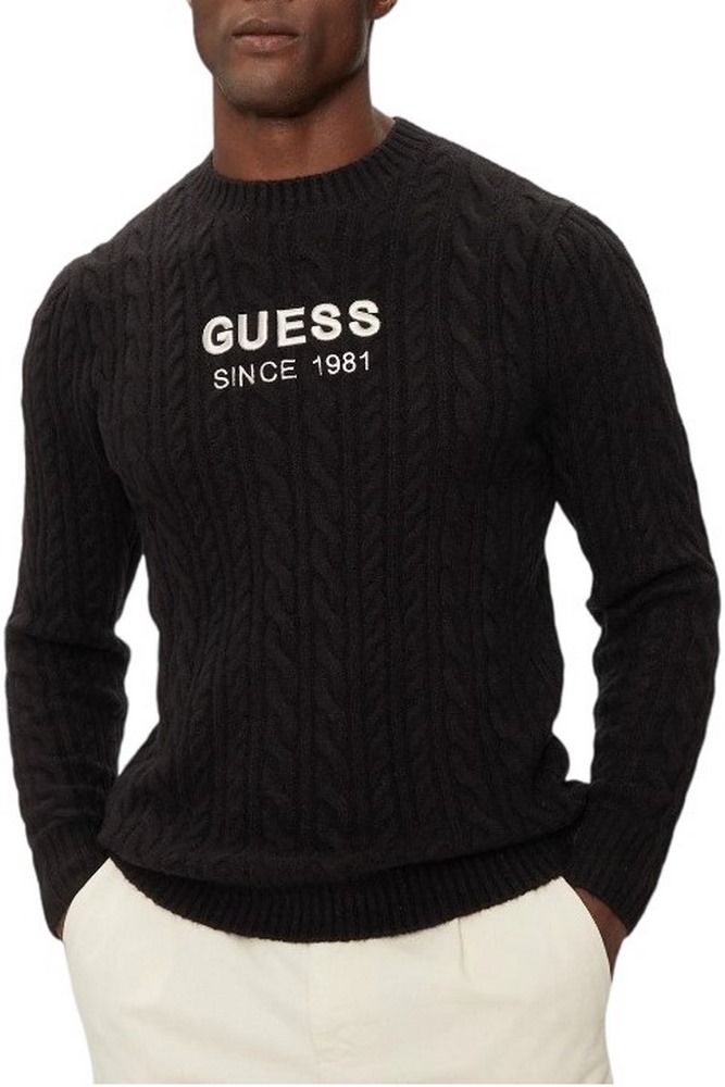 GUESS ELWYN CN CABLE SWTR ΜΠΛΟΥΖΑ ΑΝΔΡΙΚΗ BLACK