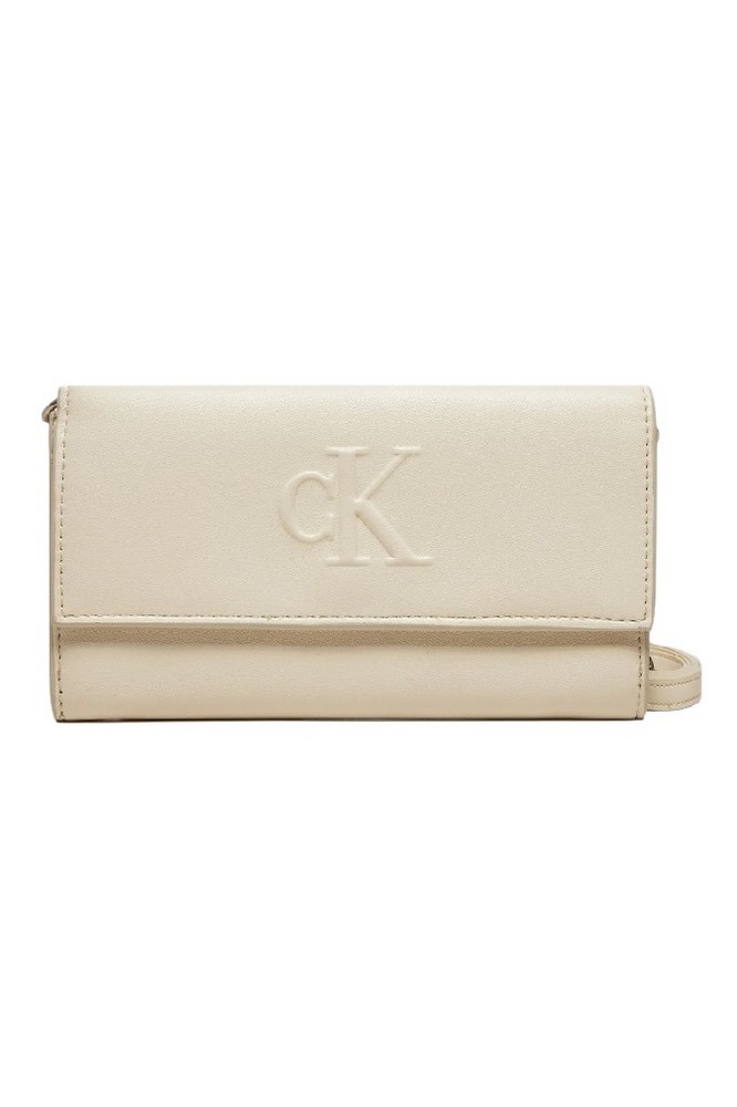 CALVIN KLEIN JEANS SCULPTED LONG FOLD STRAP DEBOSS ΠΟΡΤΟΦΟΛΙ ΓΥΝΑΙΚΕΙΟ ECRU