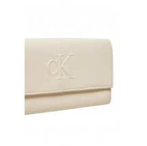 CALVIN KLEIN JEANS SCULPTED LONG FOLD STRAP DEBOSS ΠΟΡΤΟΦΟΛΙ ΓΥΝΑΙΚΕΙΟ ECRU