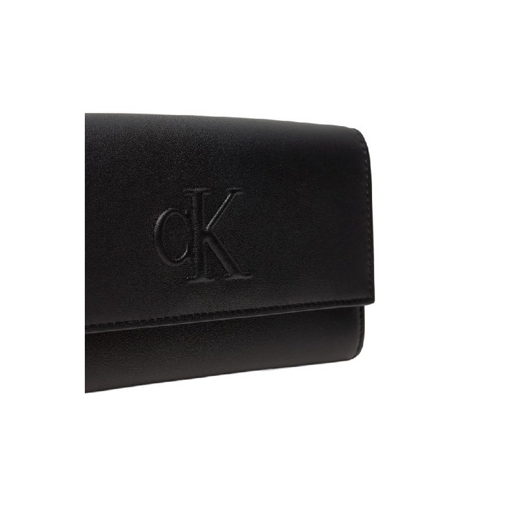 CALVIN KLEIN JEANS SCULPTED LONG FOLD STRAP DEBOSS ΠΟΡΤΟΦΟΛΙ ΓΥΝΑΙΚΕΙΟ BLACK