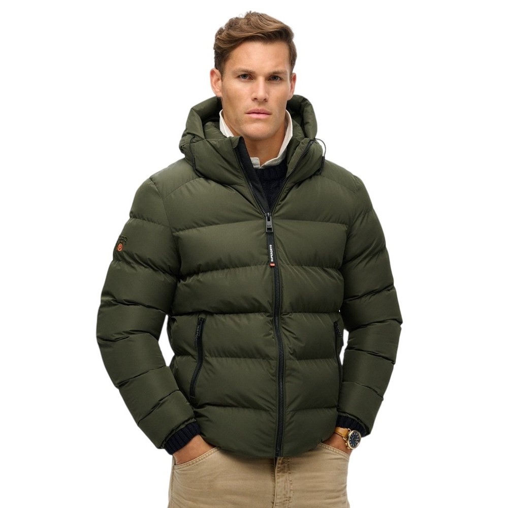 SUPERDRY SDCD HOODED SPORTS PUFFER JACKET ΜΠΟΥΦΑΝ ΑΝΔΡΙΚΟ KHAKI