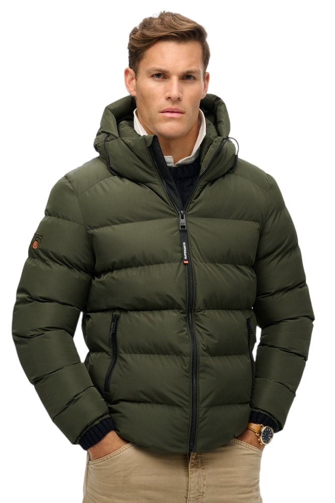 SUPERDRY SDCD HOODED SPORTS PUFFER JACKET ΜΠΟΥΦΑΝ ΑΝΔΡΙΚΟ KHAKI