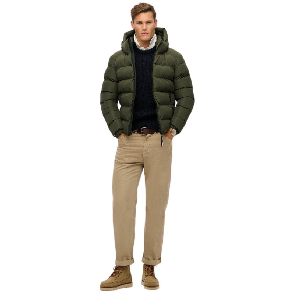 SUPERDRY SDCD HOODED SPORTS PUFFER JACKET ΜΠΟΥΦΑΝ ΑΝΔΡΙΚΟ KHAKI