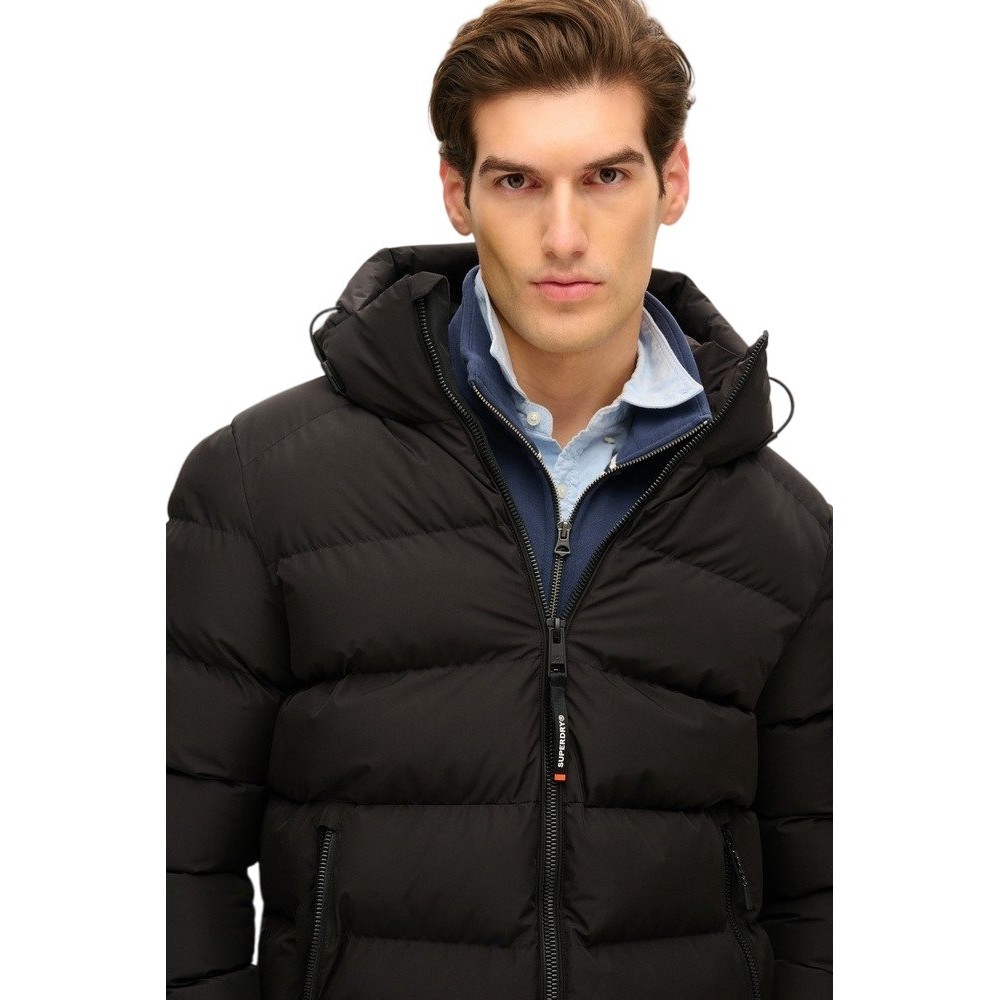 SUPERDRY SDCD HOODED SPORTS PUFFER JACKET ΜΠΟΥΦΑΝ ΑΝΔΡΙΚΟ BLACK