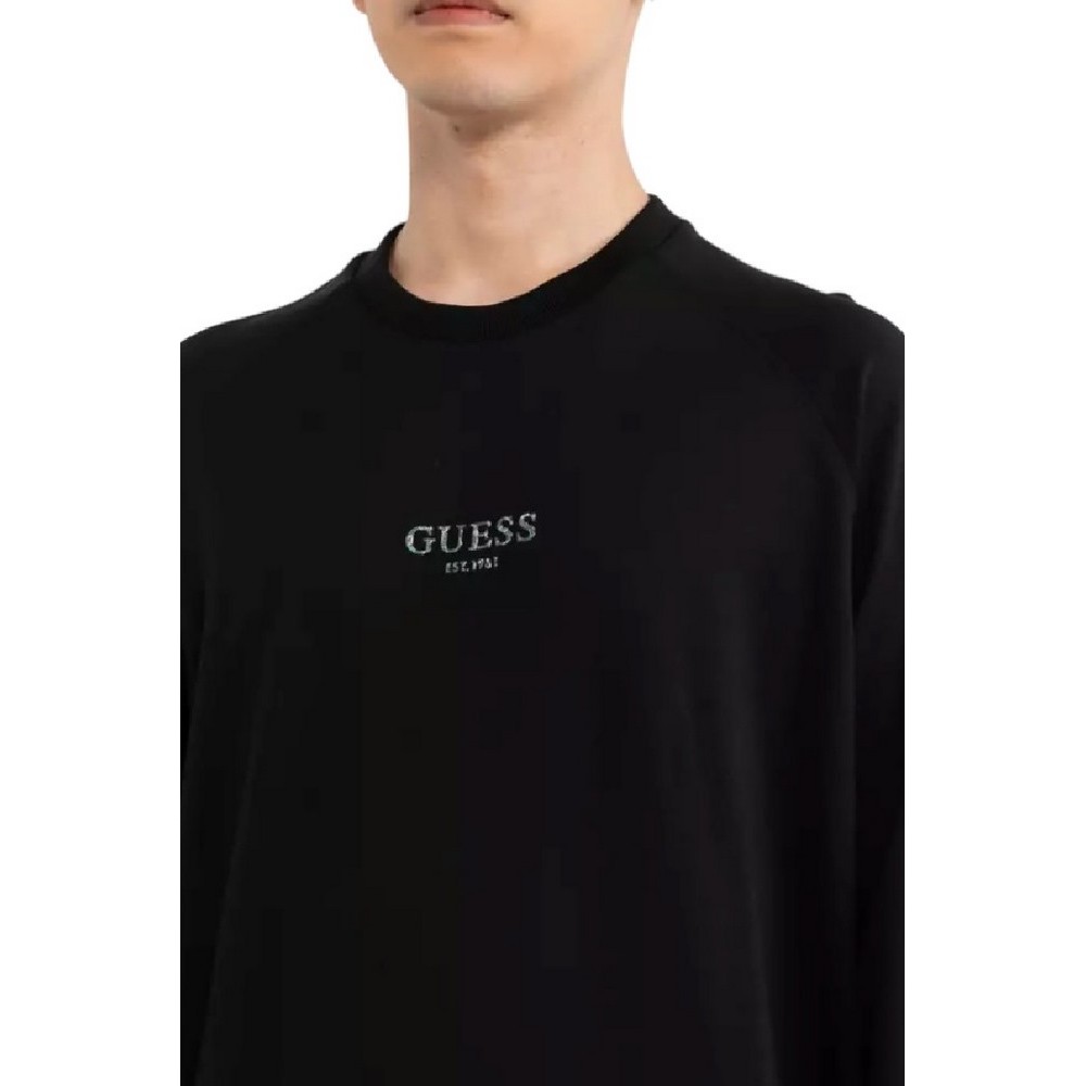 GUESS IRIDESCENT SWEATSHIRT ΜΠΛΟΥΖΑ ΦΟΥΤΕΡ ΑΝΔΡΙΚΟ BLACK