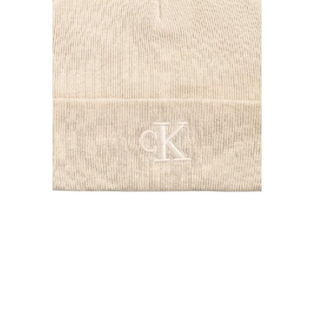 CALVIN KLEIN JEANS MONOGRAM EMBRO BEANIE ΣΚΟΥΦΟΣ ΓΥΝΑΙΚΕΙΟΣ ECRU