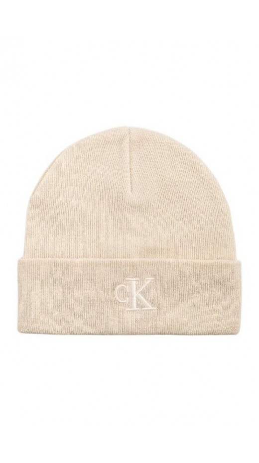 CALVIN KLEIN JEANS MONOGRAM EMBRO BEANIE ΣΚΟΥΦΟΣ ΓΥΝΑΙΚΕΙΟΣ ECRU