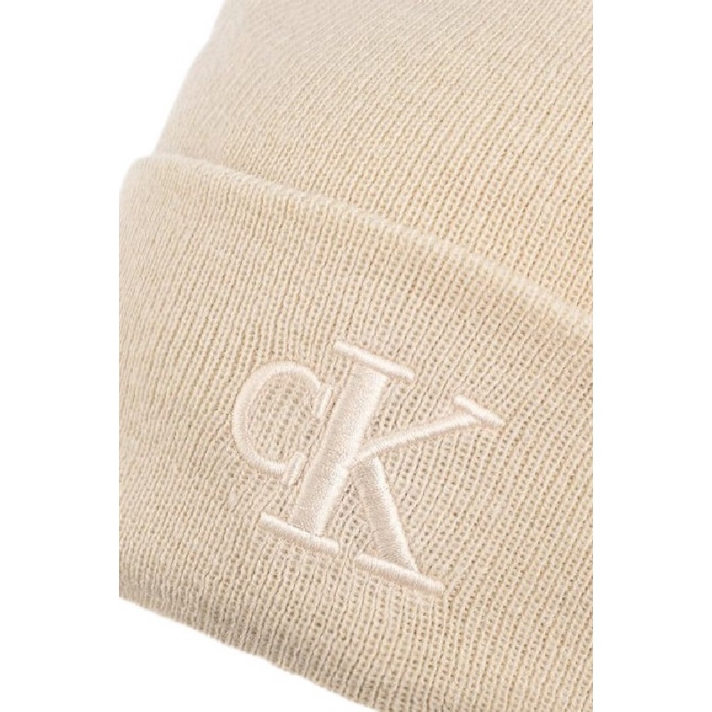 CALVIN KLEIN JEANS MONOGRAM EMBRO BEANIE ΣΚΟΥΦΟΣ ΓΥΝΑΙΚΕΙΟΣ ECRU