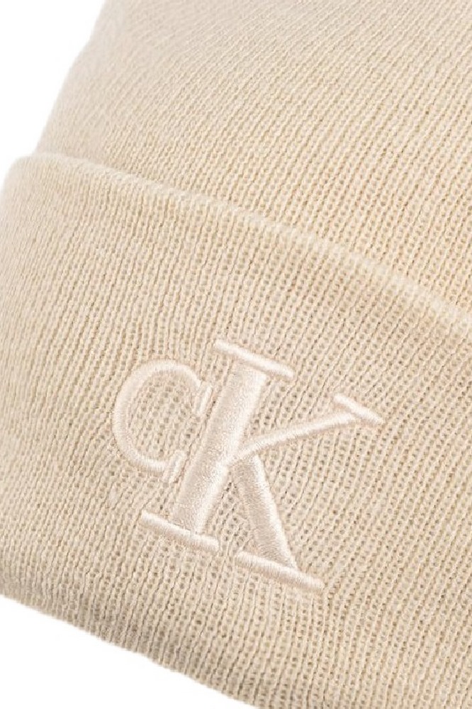 CALVIN KLEIN JEANS MONOGRAM EMBRO BEANIE ΣΚΟΥΦΟΣ ΓΥΝΑΙΚΕΙΟΣ ECRU