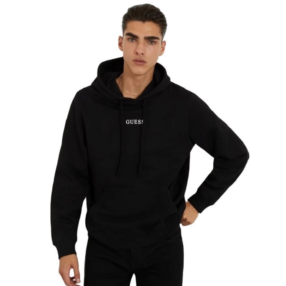 GUESS ROY GUESS HOODIE ΜΠΛΟΥΖΑ ΦΟΥΤΕΡ ΑΝΔΡΙΚΗ BLACK