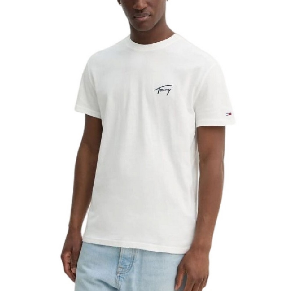 TOMMY JEANS REG SIGNATURE TEE EXT T-SHIRT ΜΠΛΟΥΖΑ ΑΝΔΡΙΚΗ IVORY