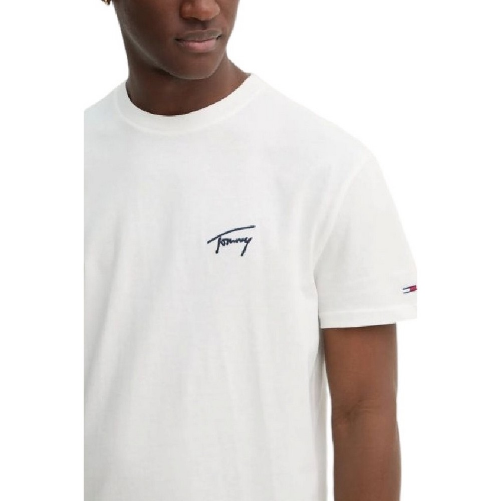 TOMMY JEANS REG SIGNATURE TEE EXT T-SHIRT ΜΠΛΟΥΖΑ ΑΝΔΡΙΚΗ IVORY