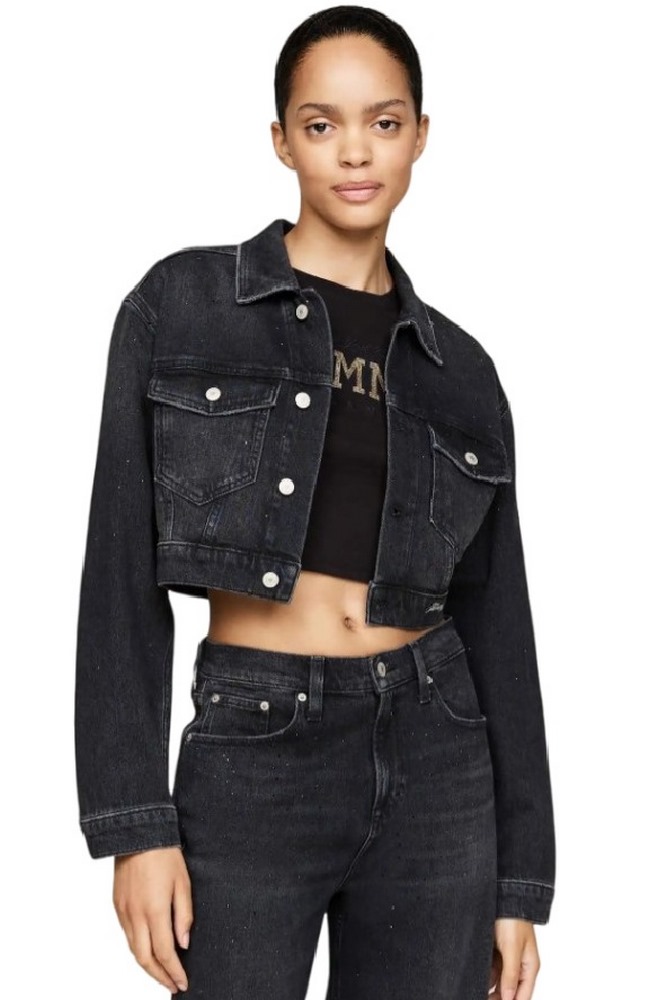 TOMMY JEANS BOXY FIT CROP JACKET DH6182 ΜΠΟΥΦΑΝ ΓΥΝΑΙΚΕΙΟ DENIM BLACK