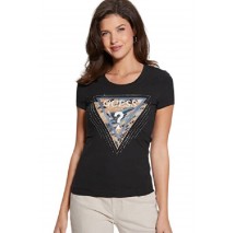 GUESS CN LEO TRIANGLE TEE T-SHIRT ΜΠΛΟΥΖΑ ΓΥΝΑΙΚΕΙΑ BLACK